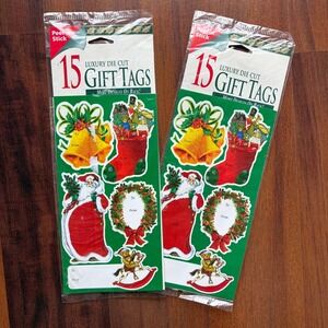 15 Luxury Die Cut Christmas Gift Tags Santa Bells Stocking‎ Rocking Horse